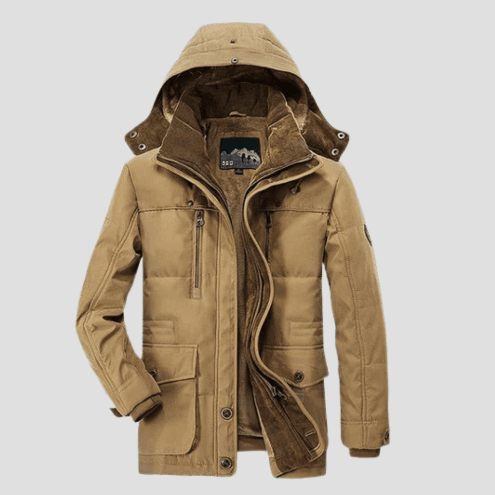 Men's Hooded Winter Parka with Warm Teddy Lining