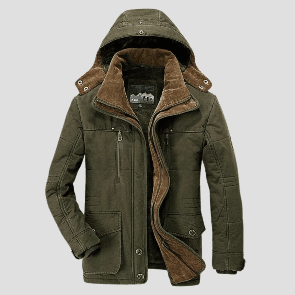 Men's Hooded Winter Parka with Warm Teddy Lining