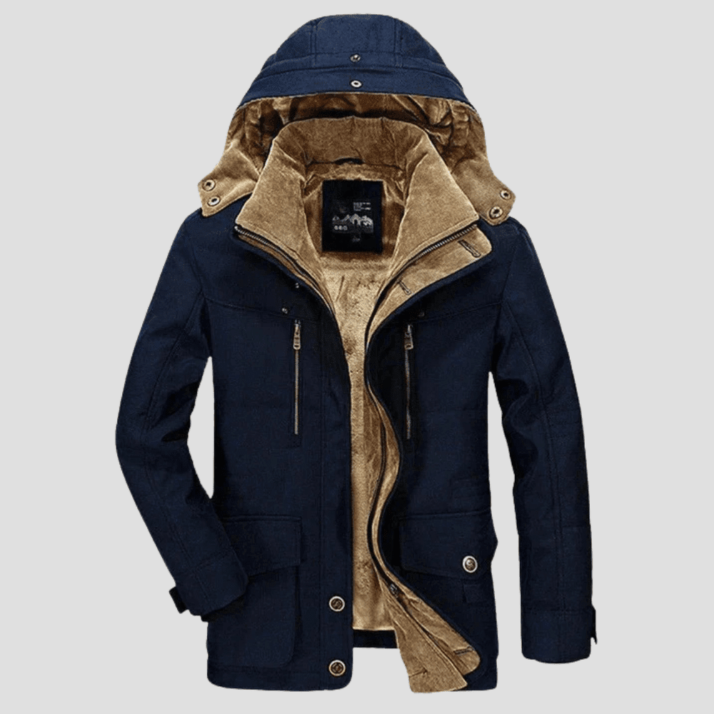 Men's Hooded Winter Parka with Warm Teddy Lining