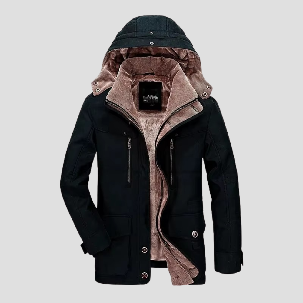 Men's Hooded Winter Parka with Warm Teddy Lining