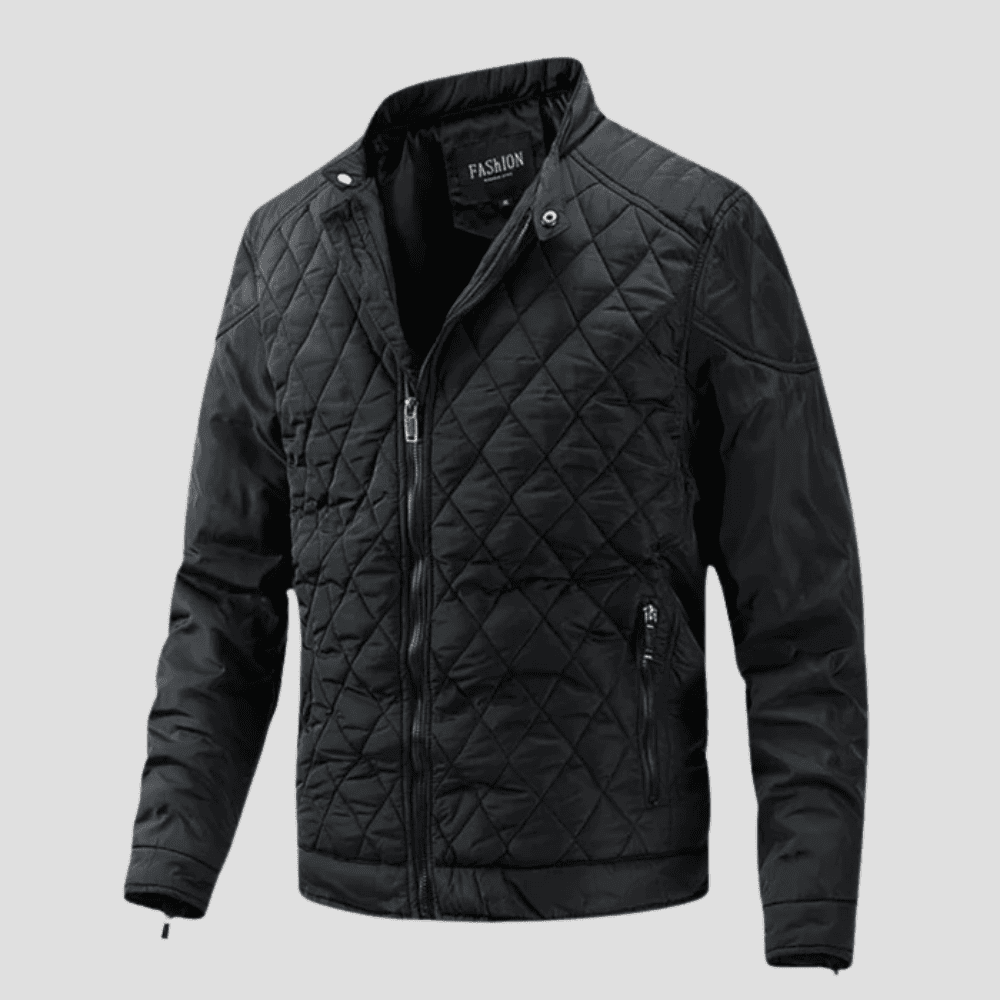 Men's Quilted Diamond Stitch Racer-Style Bomber Jacket