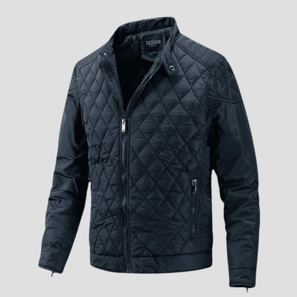 Men's Quilted Diamond Stitch Racer-Style Bomber Jacket