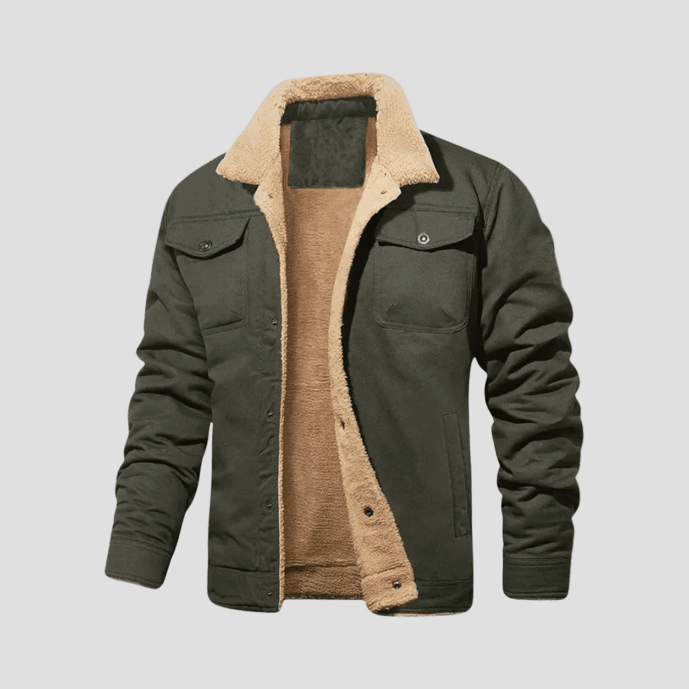 Men's Sherpa-Lined Twilled Utility Bomber Jacket