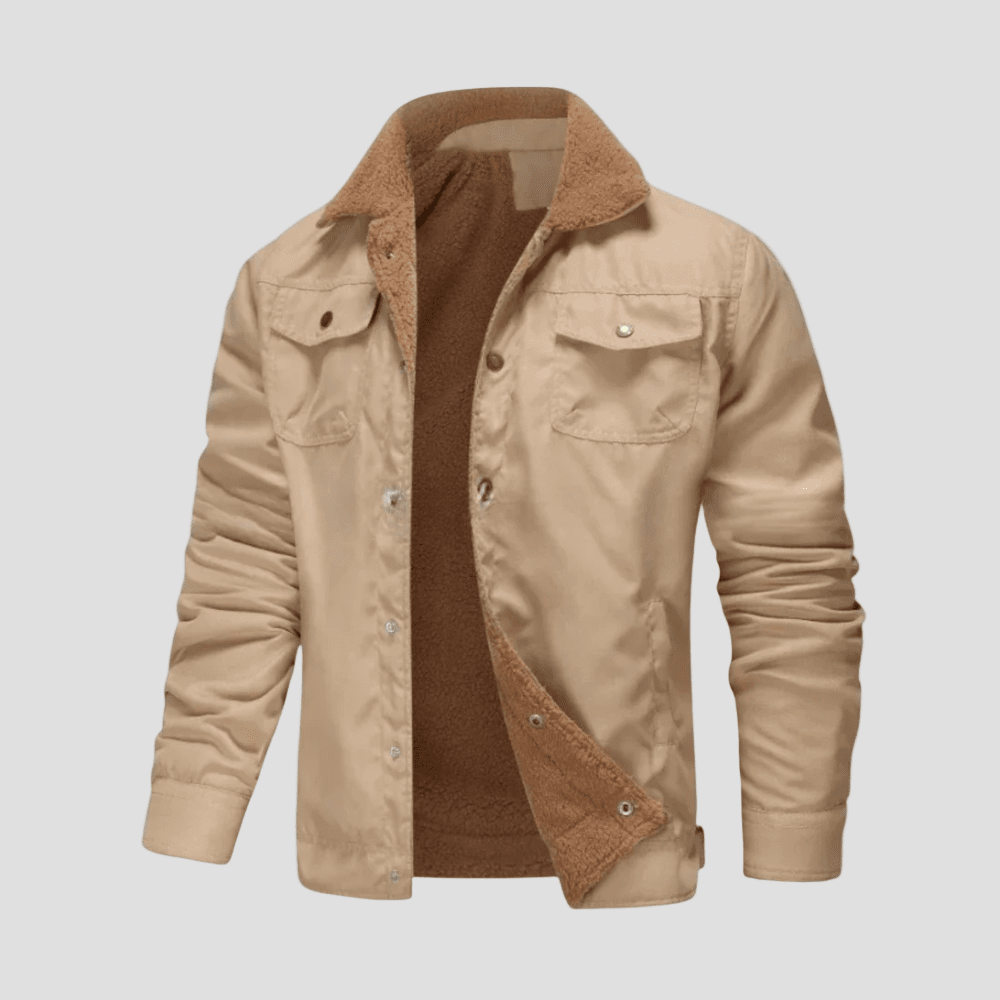 Men's Sherpa-Lined Twilled Utility Bomber Jacket