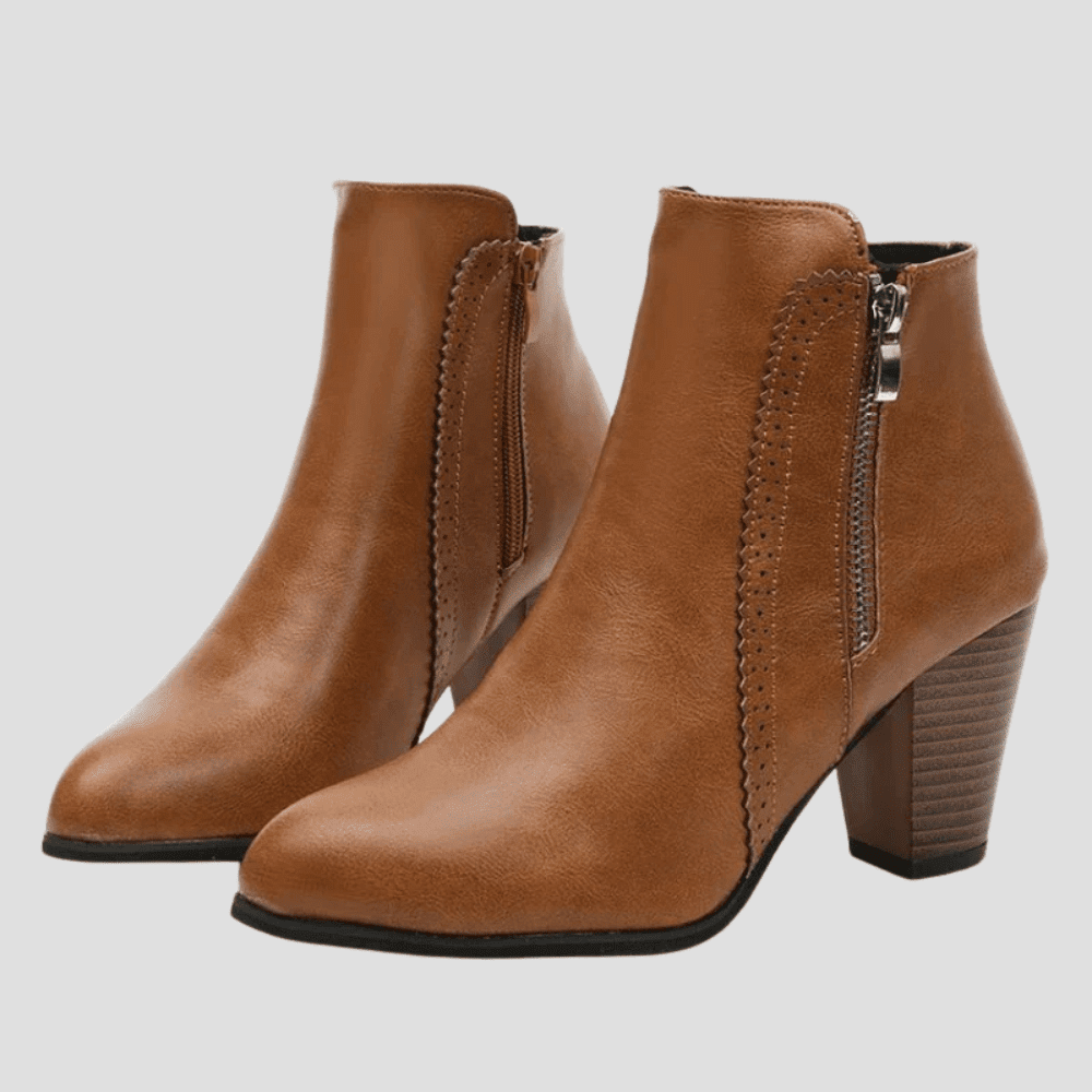 Women's Block Heel Ankle Boot with Polished Finish