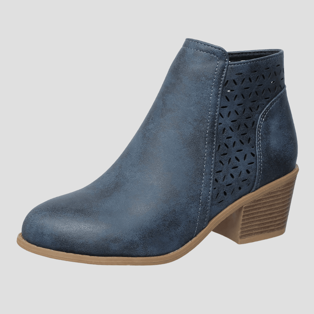 Women's Block Heel Ankle Boots with Distressed Finish