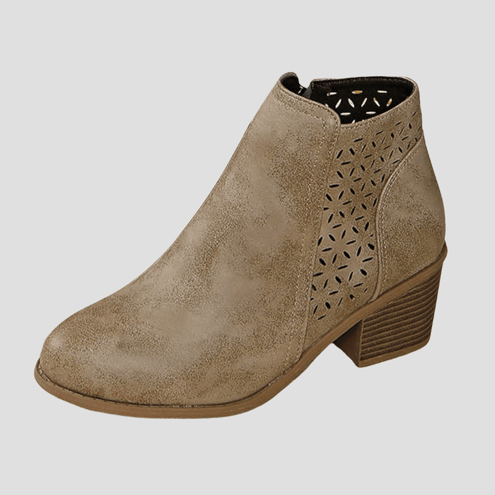 Women's Block Heel Ankle Boots with Distressed Finish