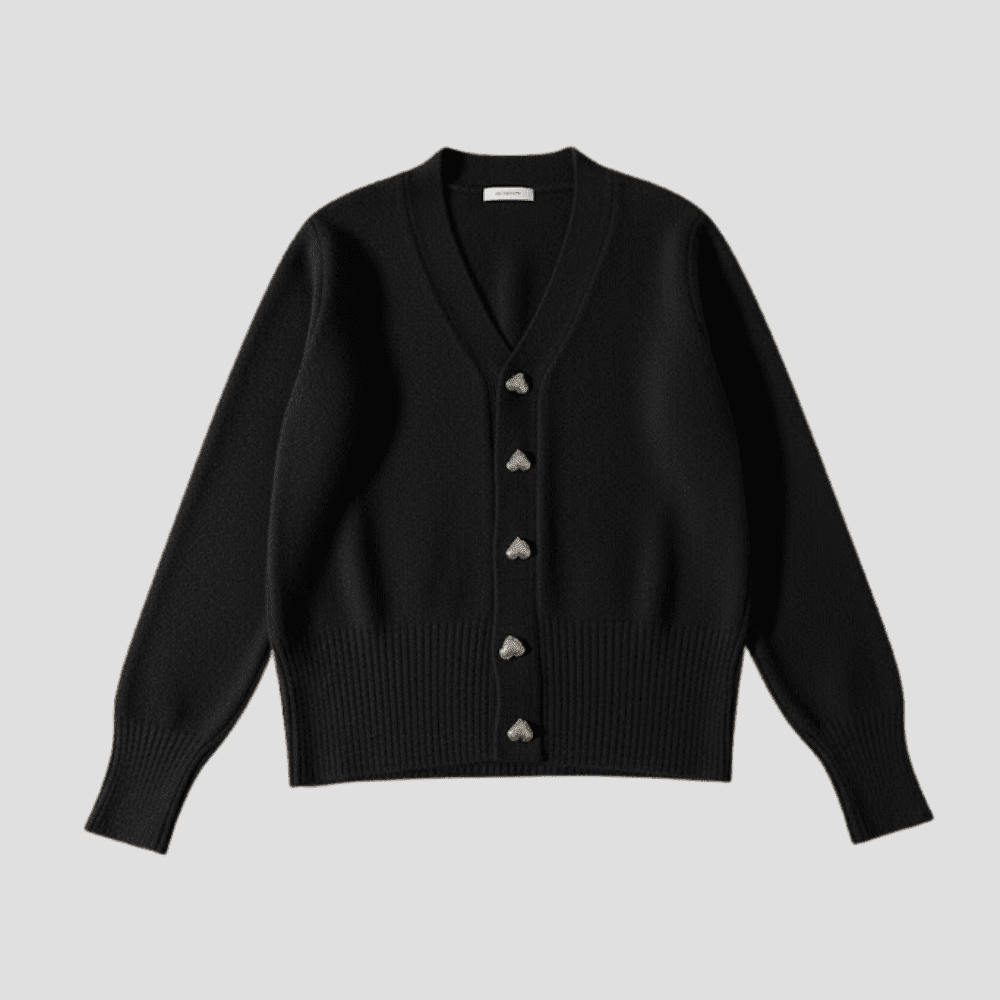 Women's Cozy Knit Cardigan with Heart Buttons