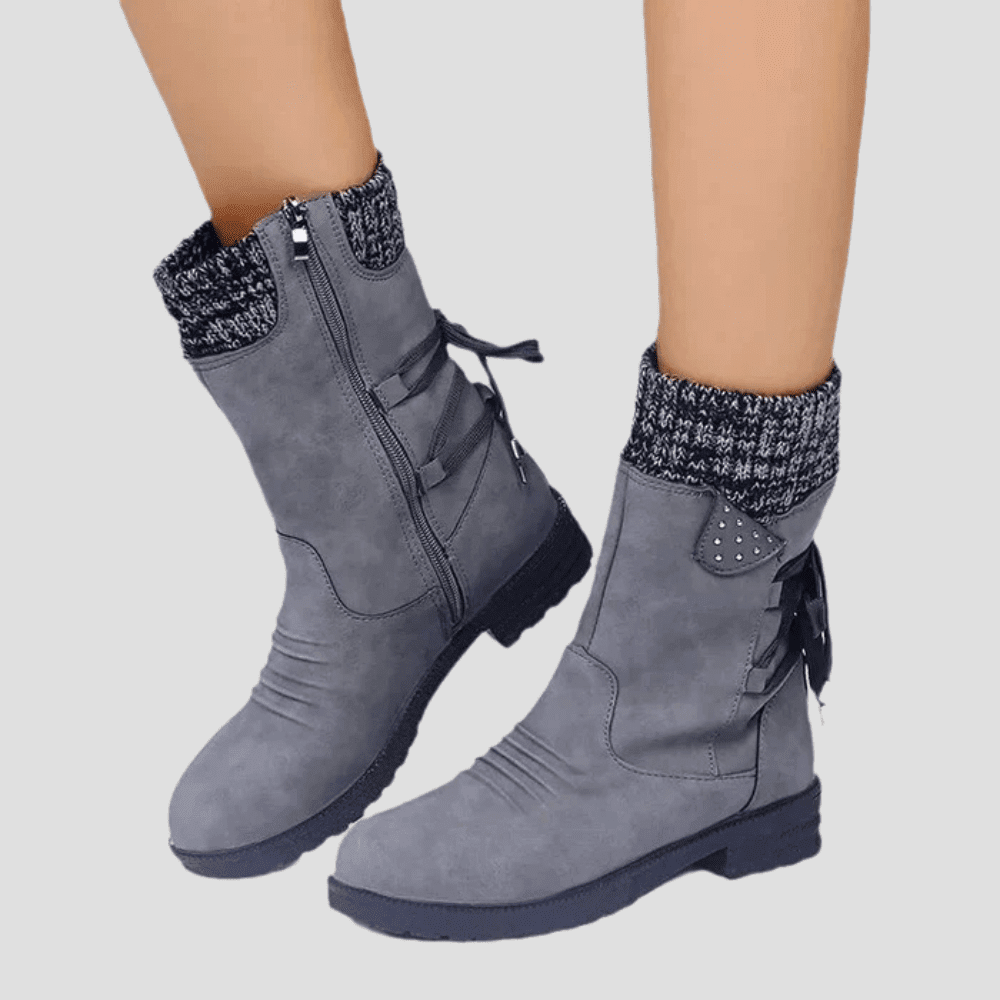 Women's Mid Calf Knit Cuff Boots