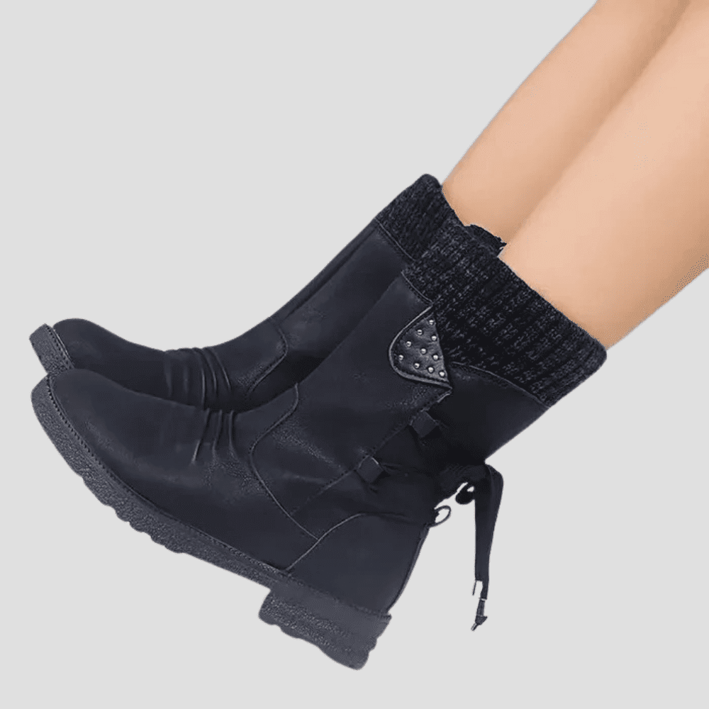 Women's Mid Calf Knit Cuff Boots