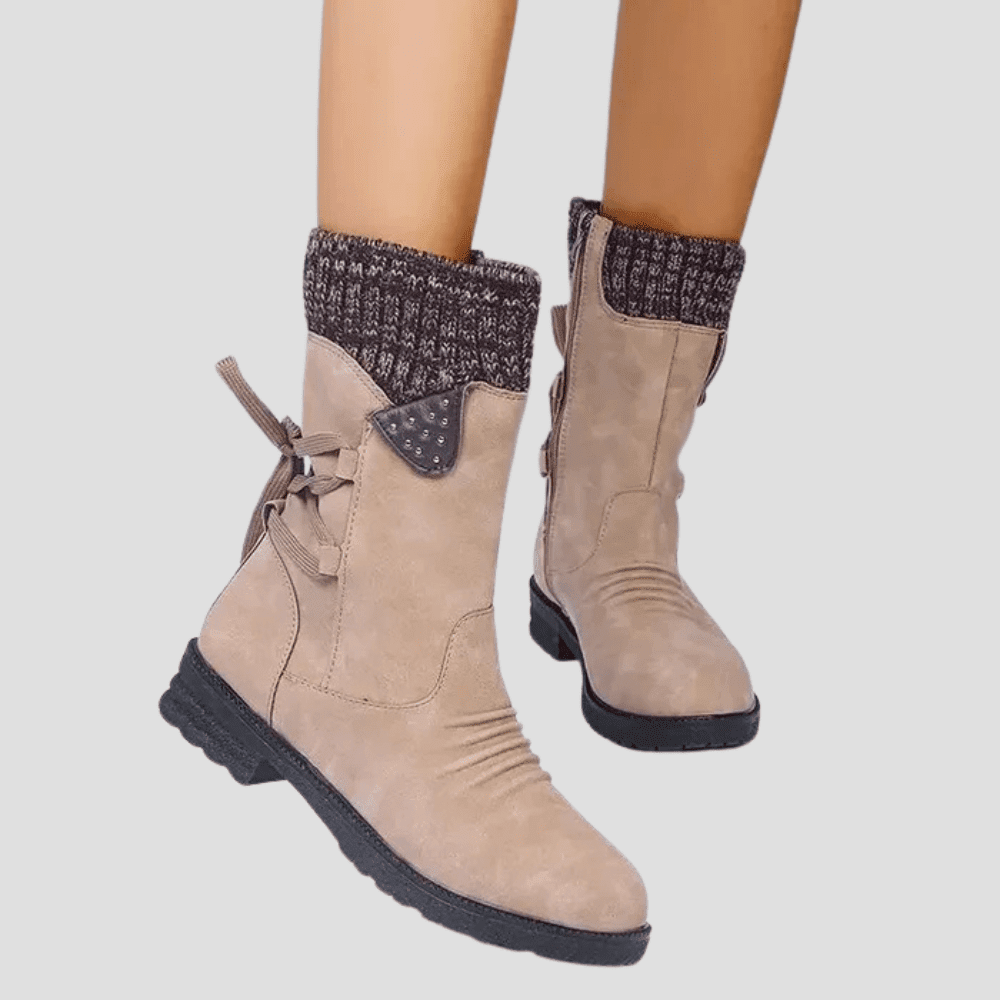 Women's Mid Calf Knit Cuff Boots