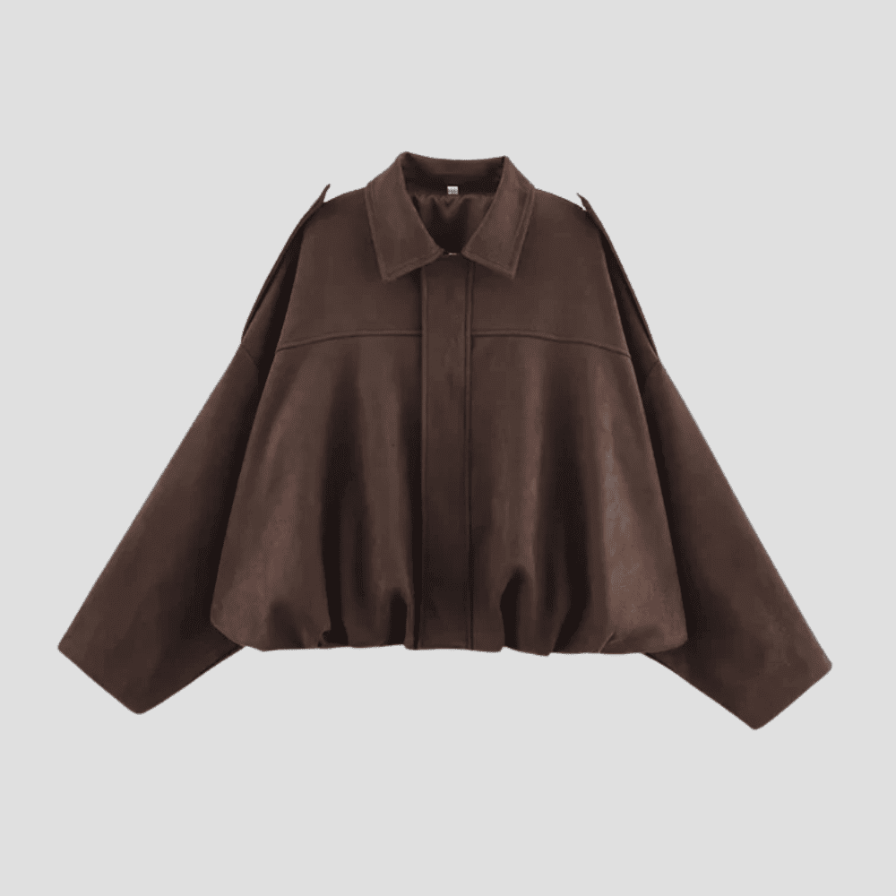 Women's Suede Feel Trendy Boxy Cropped Jacket