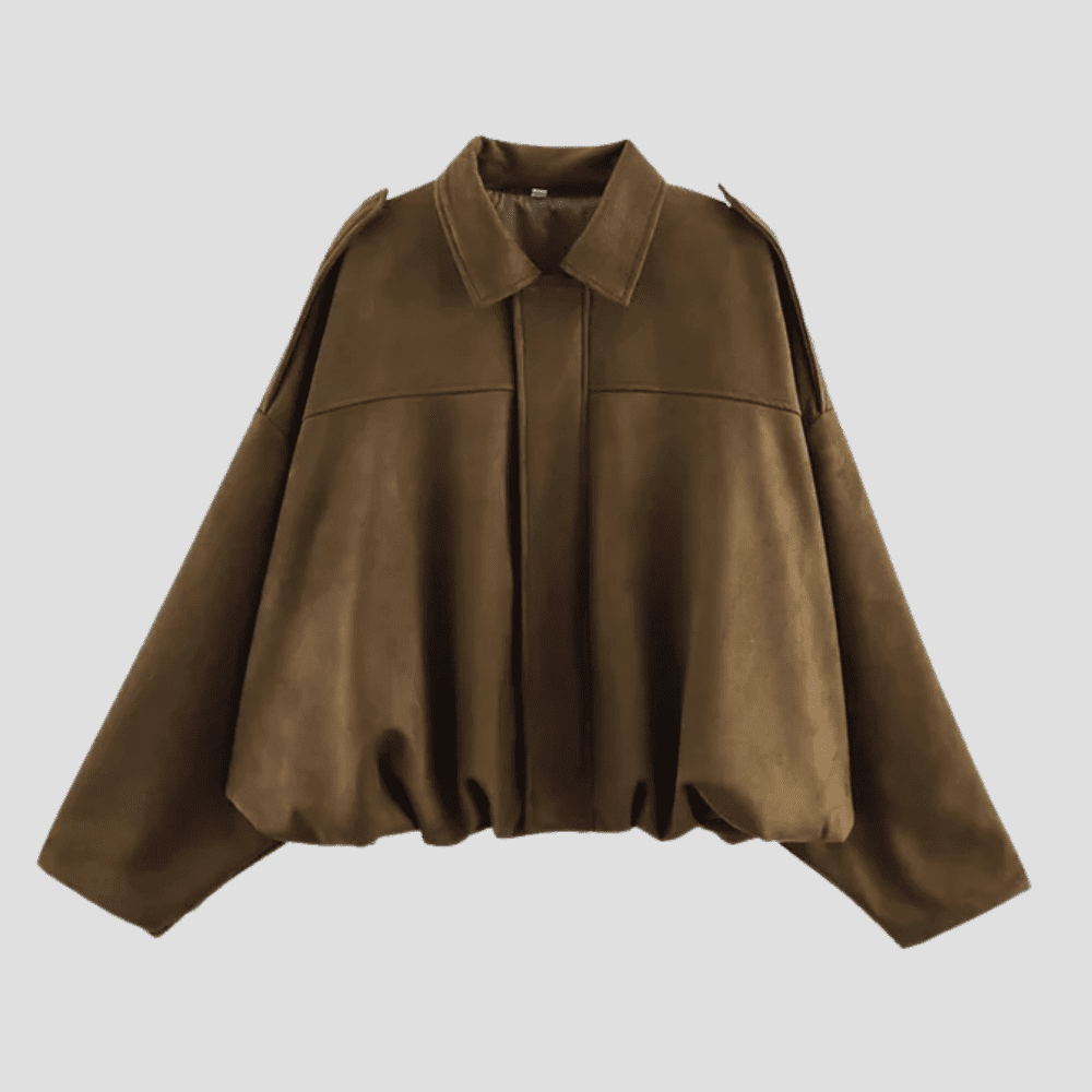 Women's Suede Feel Trendy Boxy Cropped Jacket