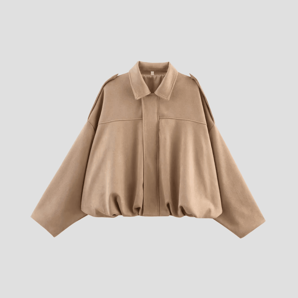 Women's Suede Feel Trendy Boxy Cropped Jacket