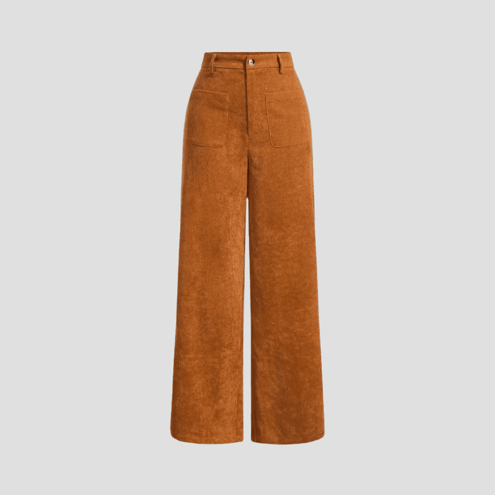 Women's Wide Leg Corduroy High Waist Trousers