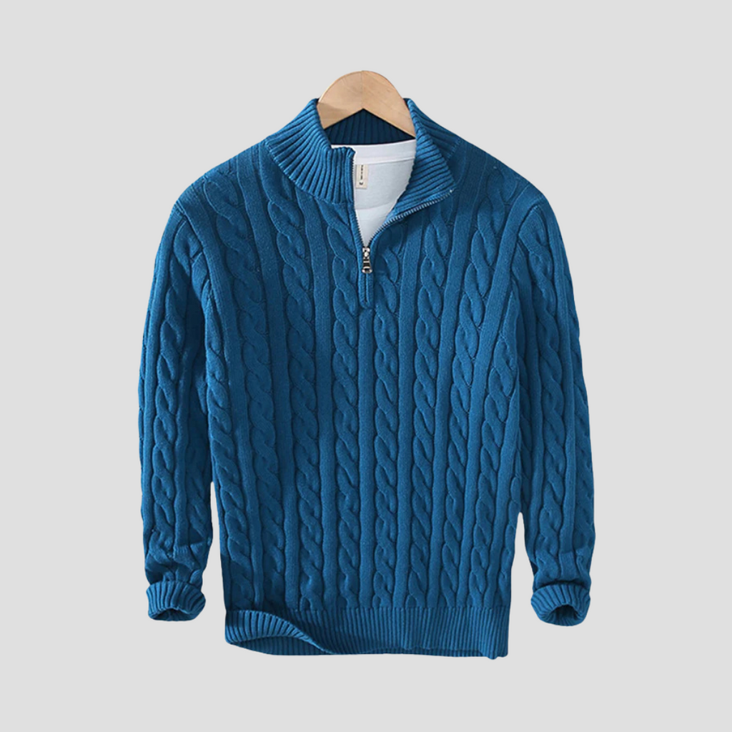  Men's Cable Knit Half-Zip Jumper