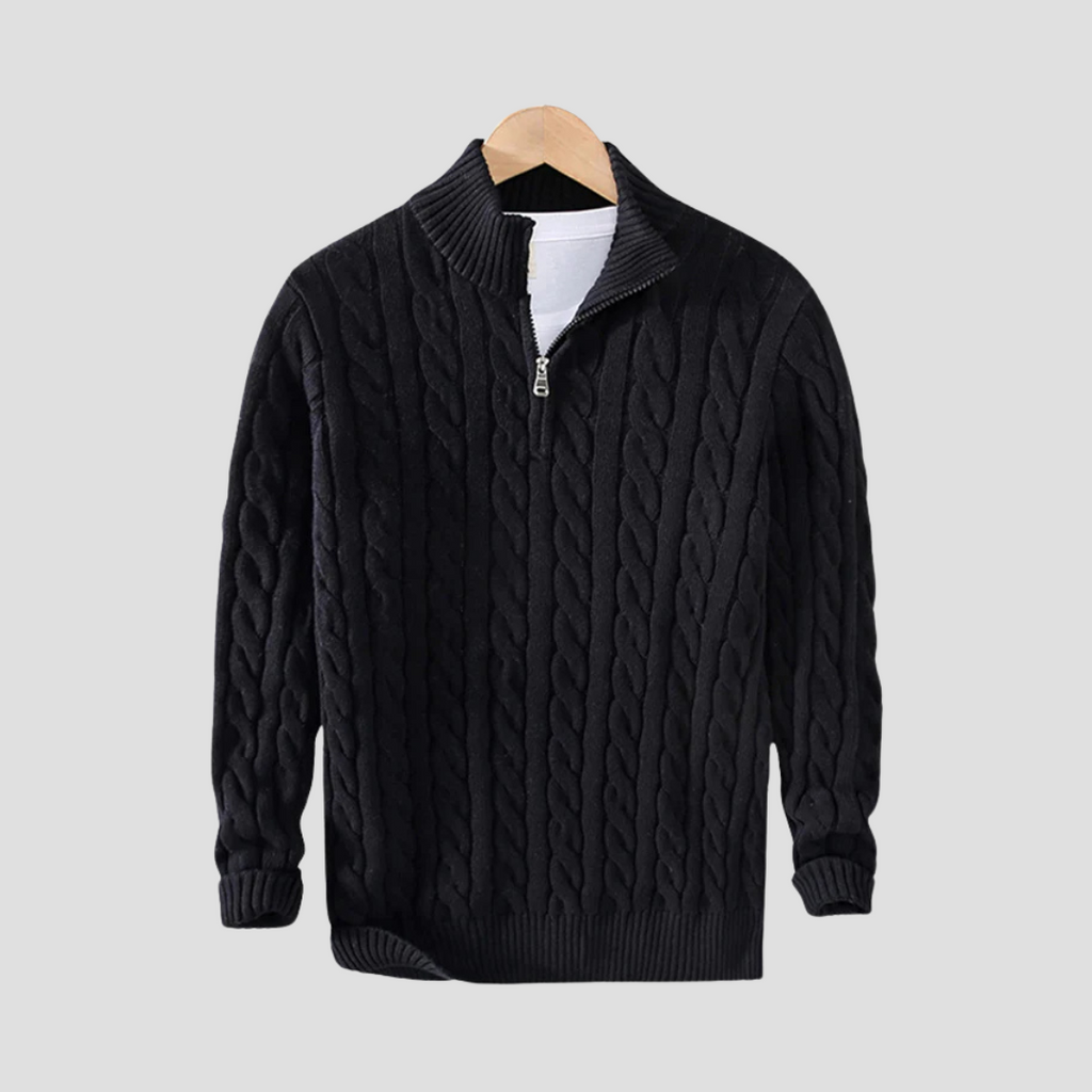  Men's Cable Knit Half-Zip Jumper