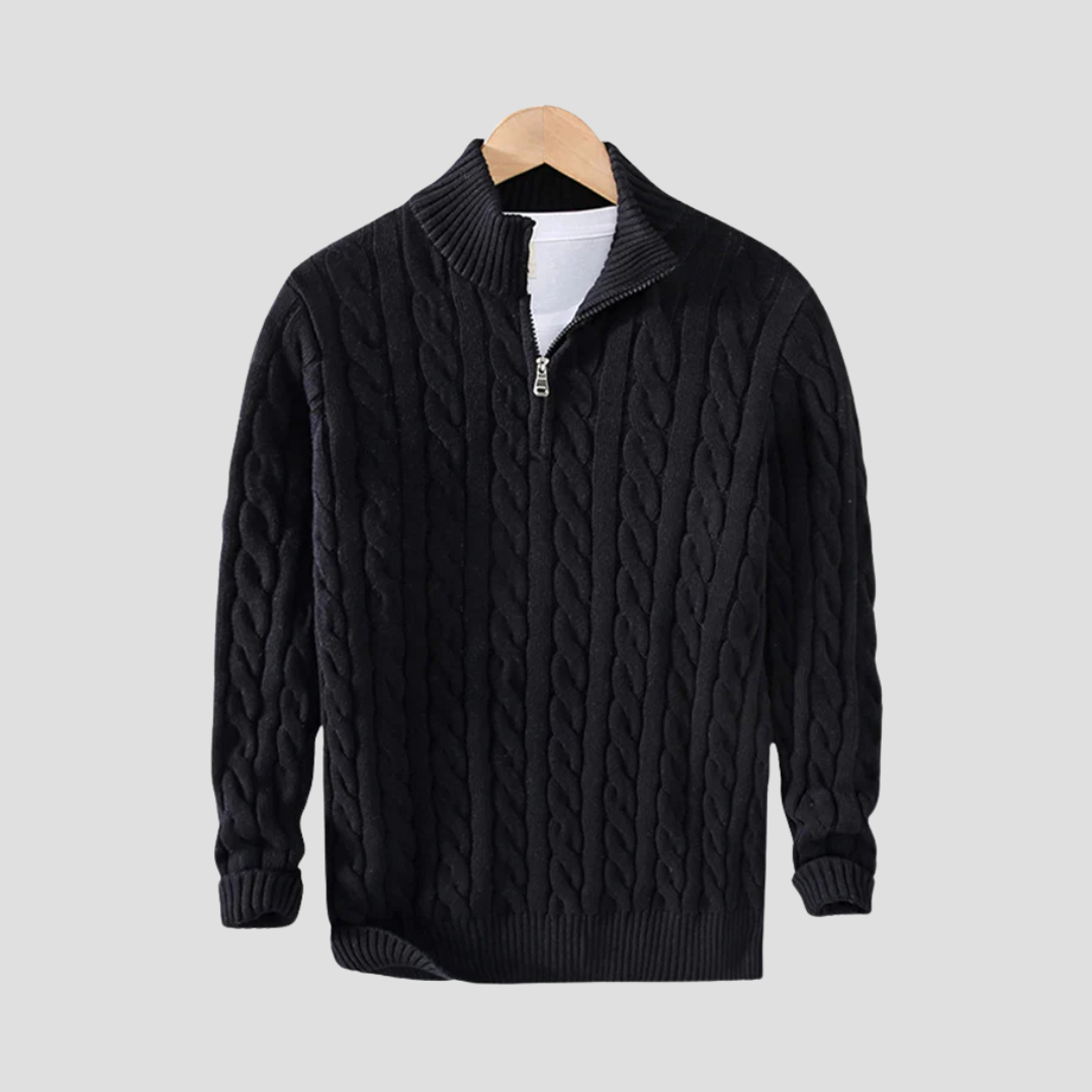  Men's Cable Knit Half-Zip Jumper