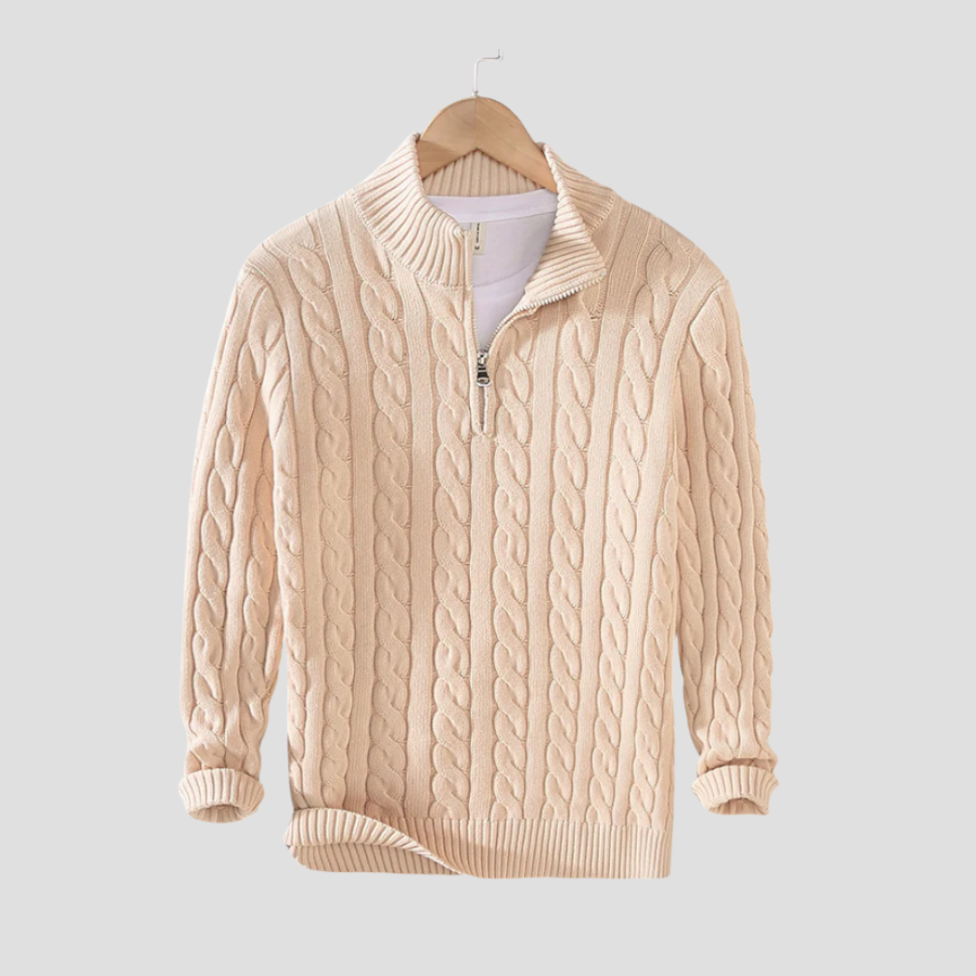  Men's Cable Knit Half-Zip Jumper