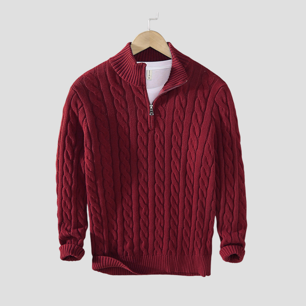  Men's Cable Knit Half-Zip Jumper