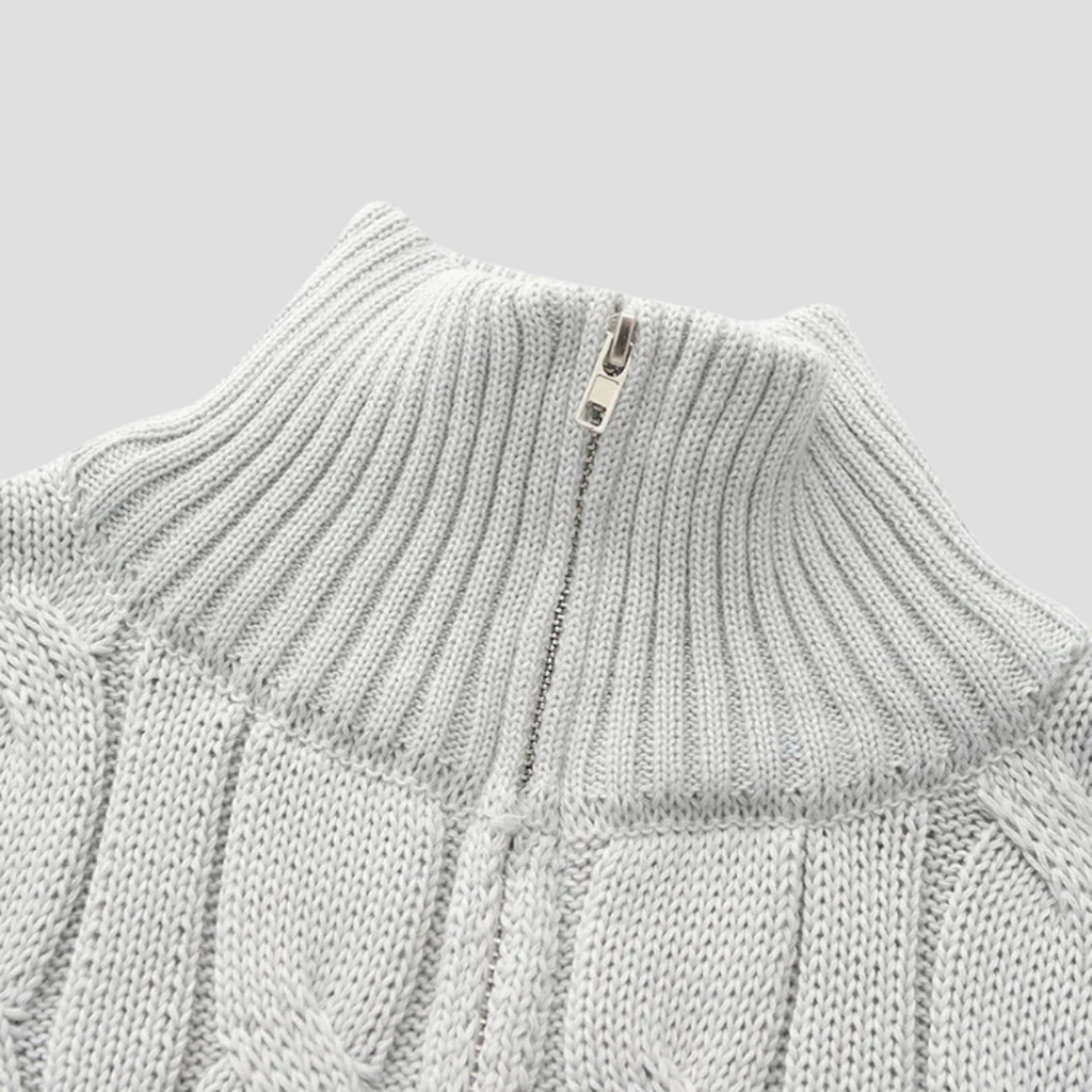  Men's Cable Knit Half-Zip Jumper
