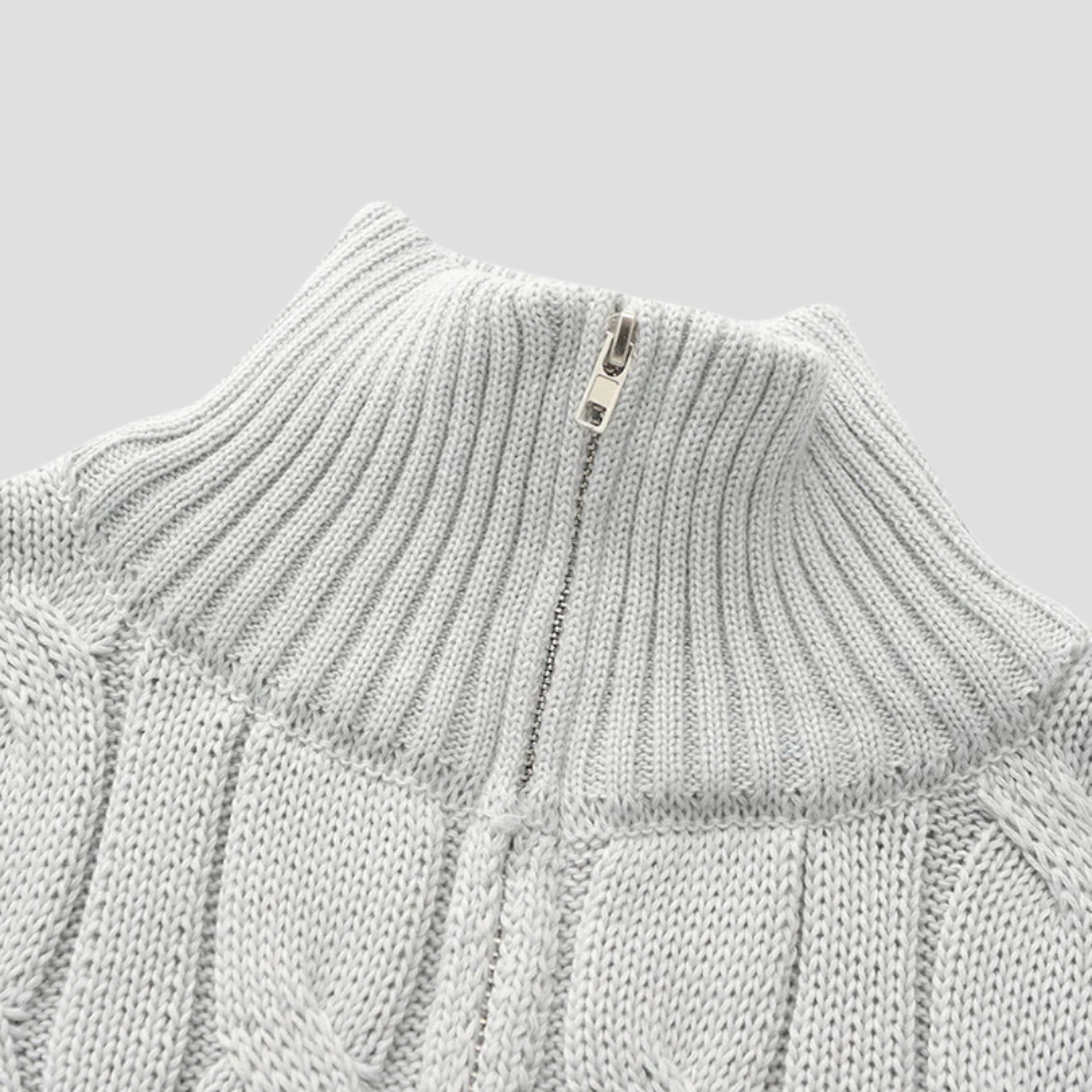  Men's Cable Knit Half-Zip Jumper