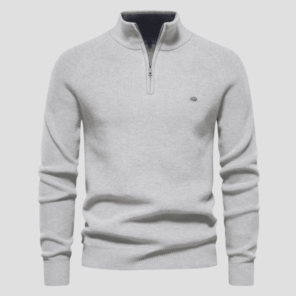 Men's Half-Zip Ribbed Cotton Heritage Knit Pullover