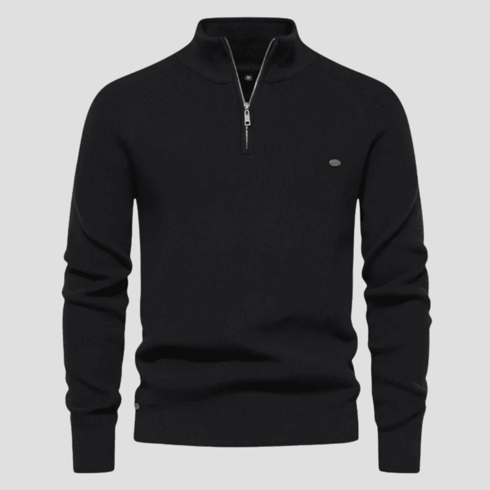 Men's Half-Zip Ribbed Cotton Heritage Knit Pullover