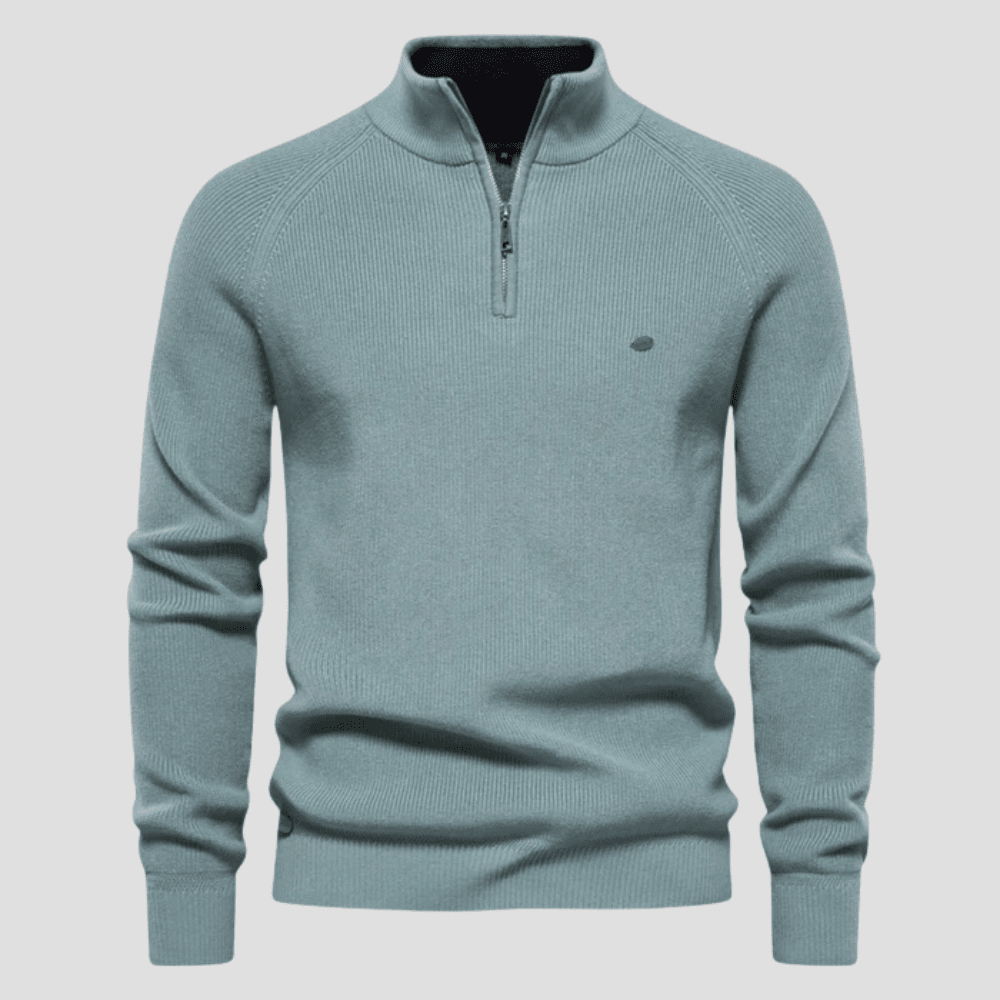 Men's Half-Zip Ribbed Cotton Heritage Knit Pullover
