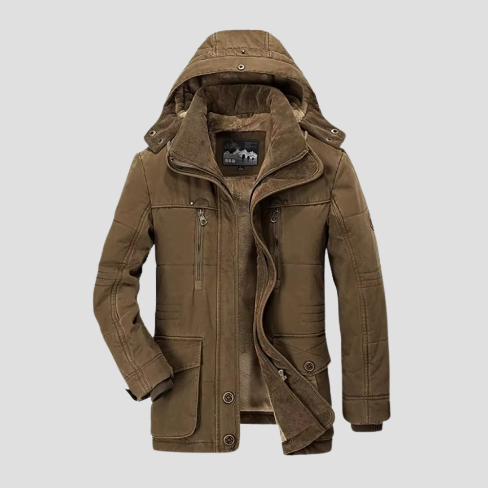 Men's Hooded Winter Parka with Warm Teddy Lining