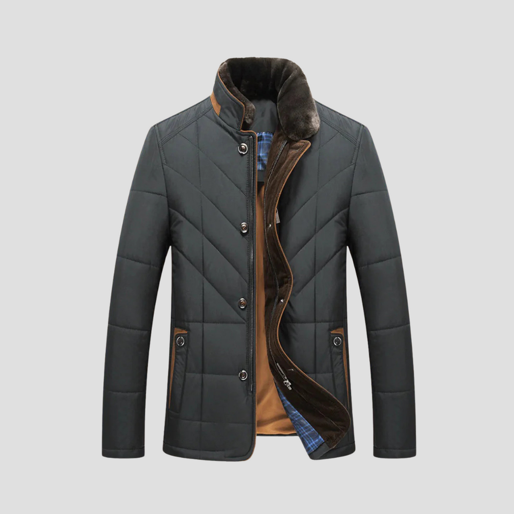 Men's Padded Plush Collar Jacket