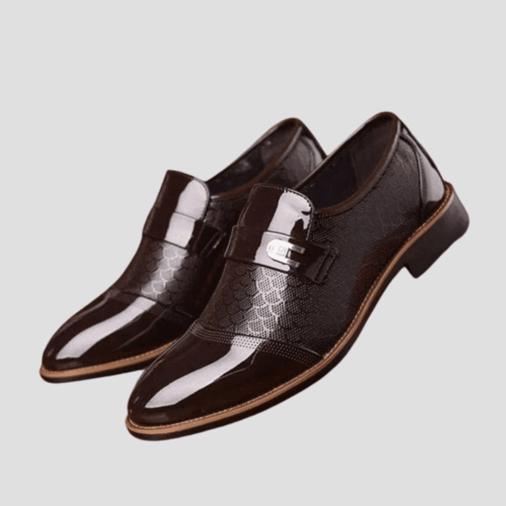 Men's Patent Finish Dress Shoes with Monk Strap