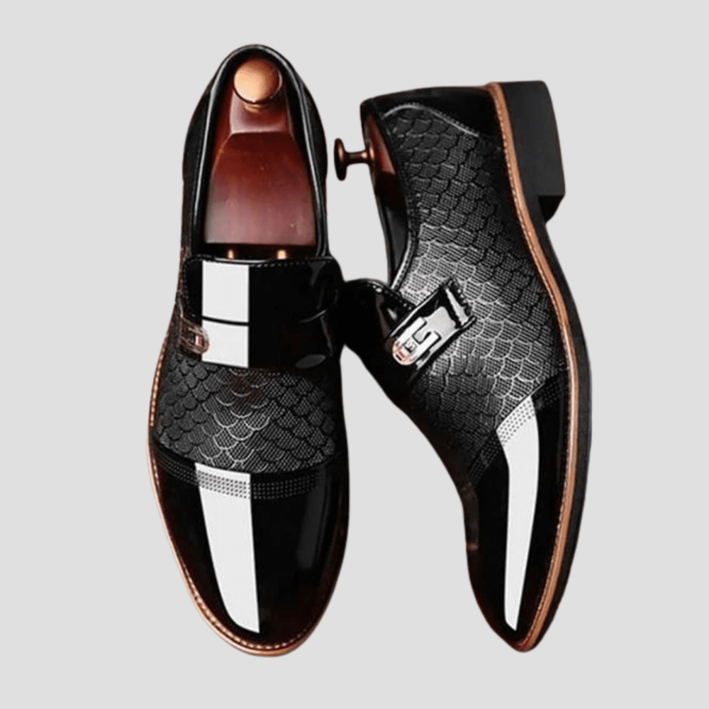 Men's Patent Finish Dress Shoes with Monk Strap