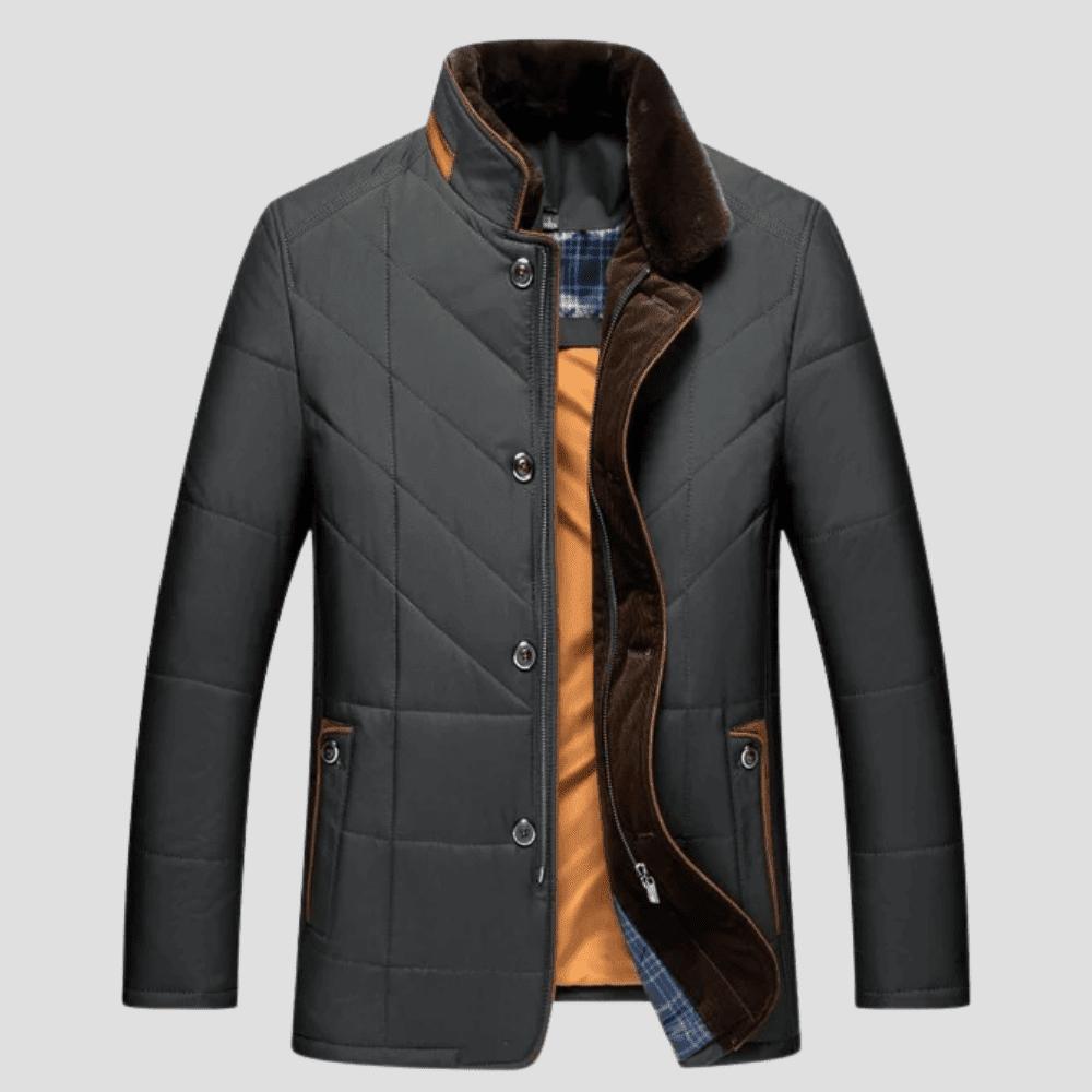 Men's Plush Collar Quilted Jacket