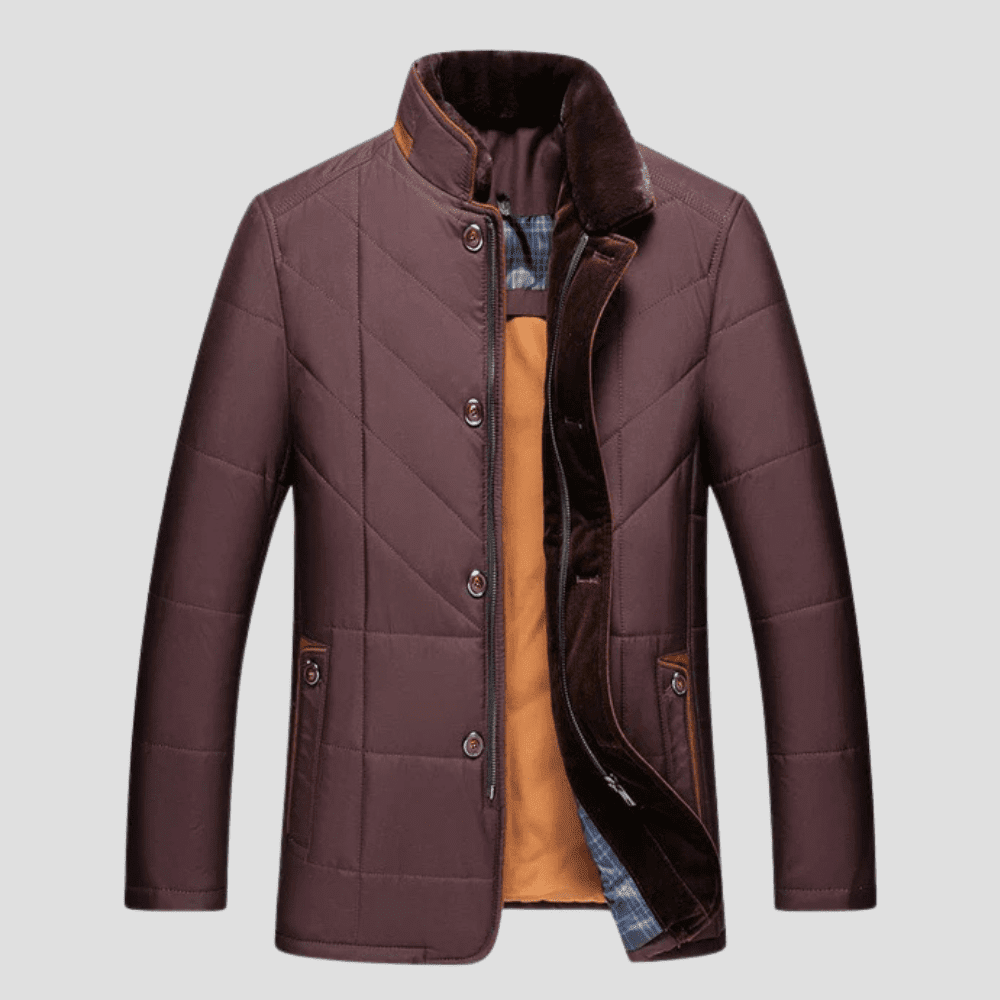 Men's Plush Collar Quilted Jacket