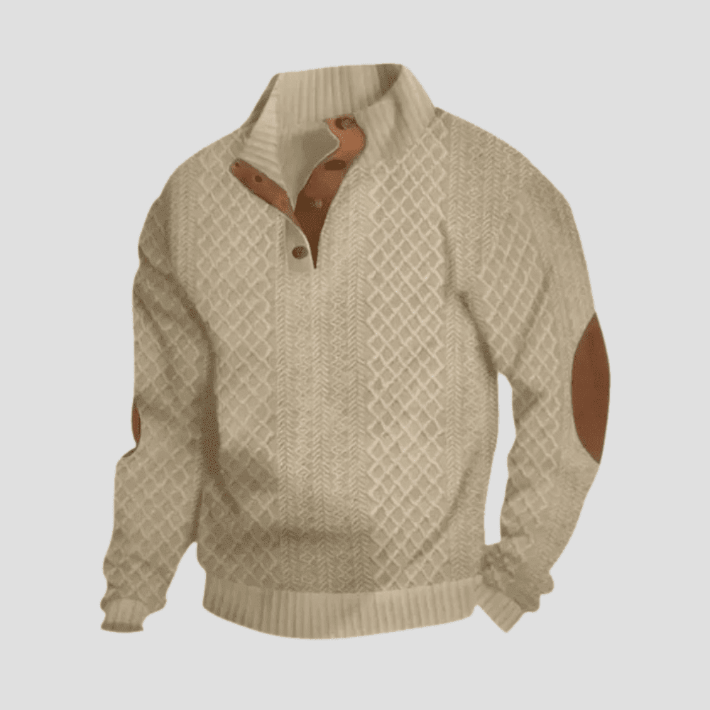 Men's Quarter-Button Cable Knit Heritage Pullover