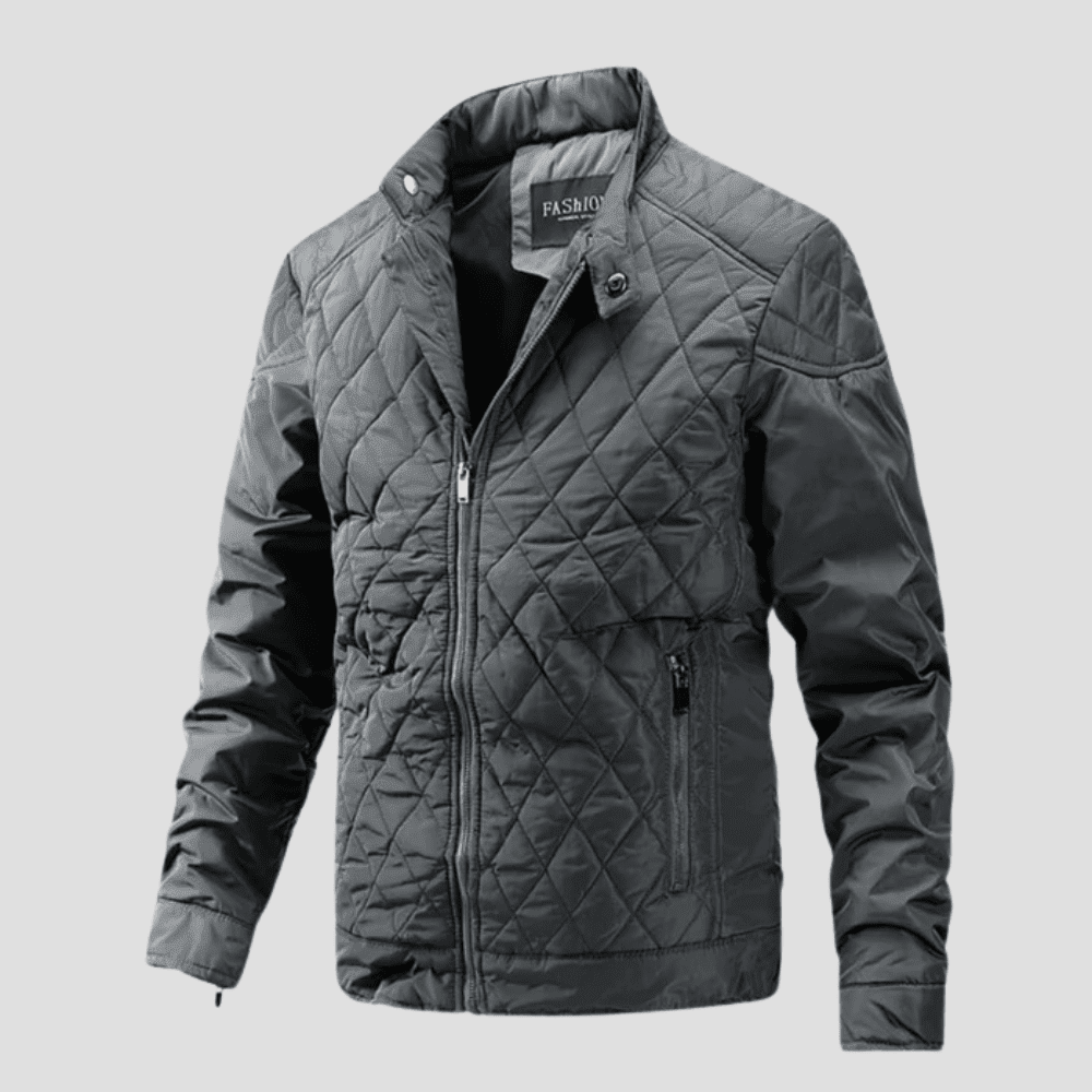 Men's Quilted Diamond Stitch Racer-Style Bomber Jacket