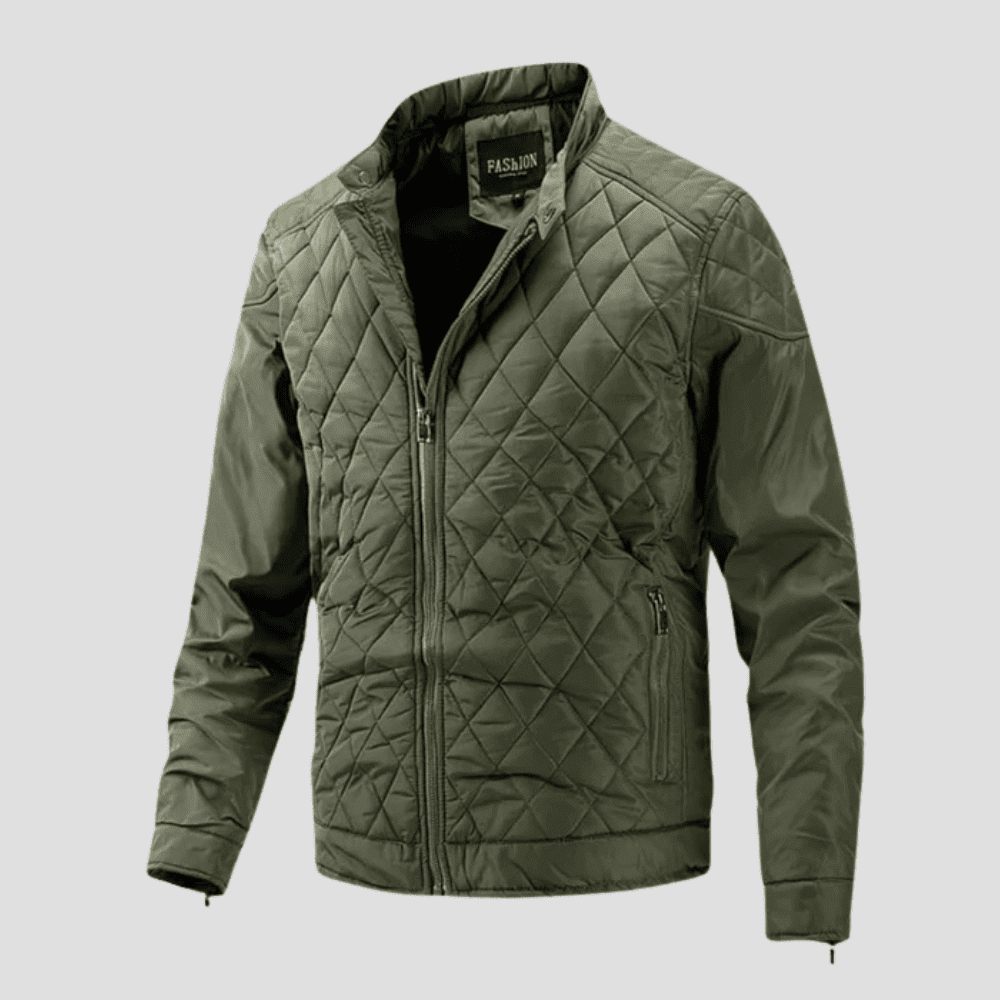 Men's Quilted Diamond Stitch Racer-Style Bomber Jacket