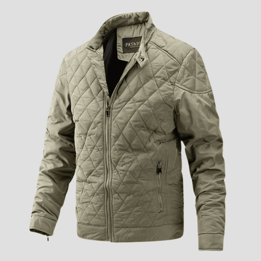 Men's Quilted Diamond Stitch Racer-Style Bomber Jacket