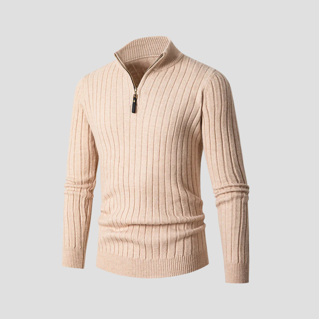  Men's Ribbed Half-Zip Jumper