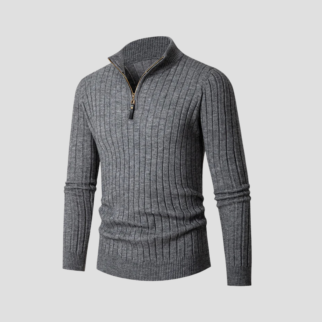 Men's Ribbed Half-Zip Jumper