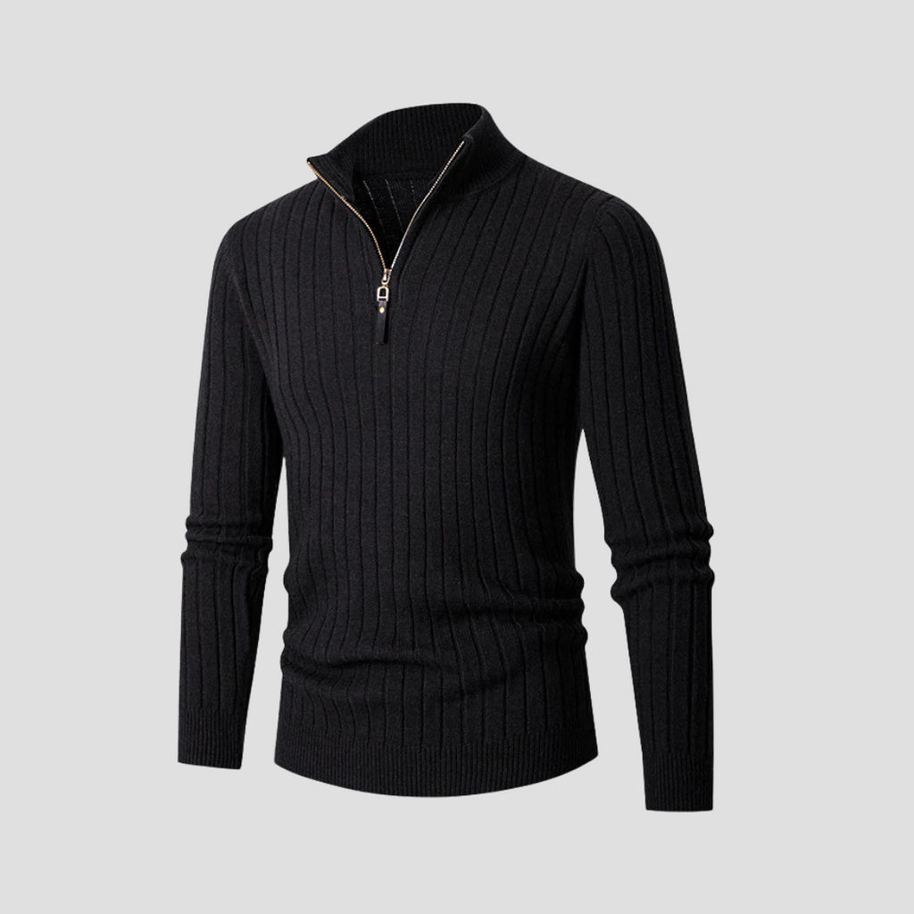  Men's Ribbed Half-Zip Jumper