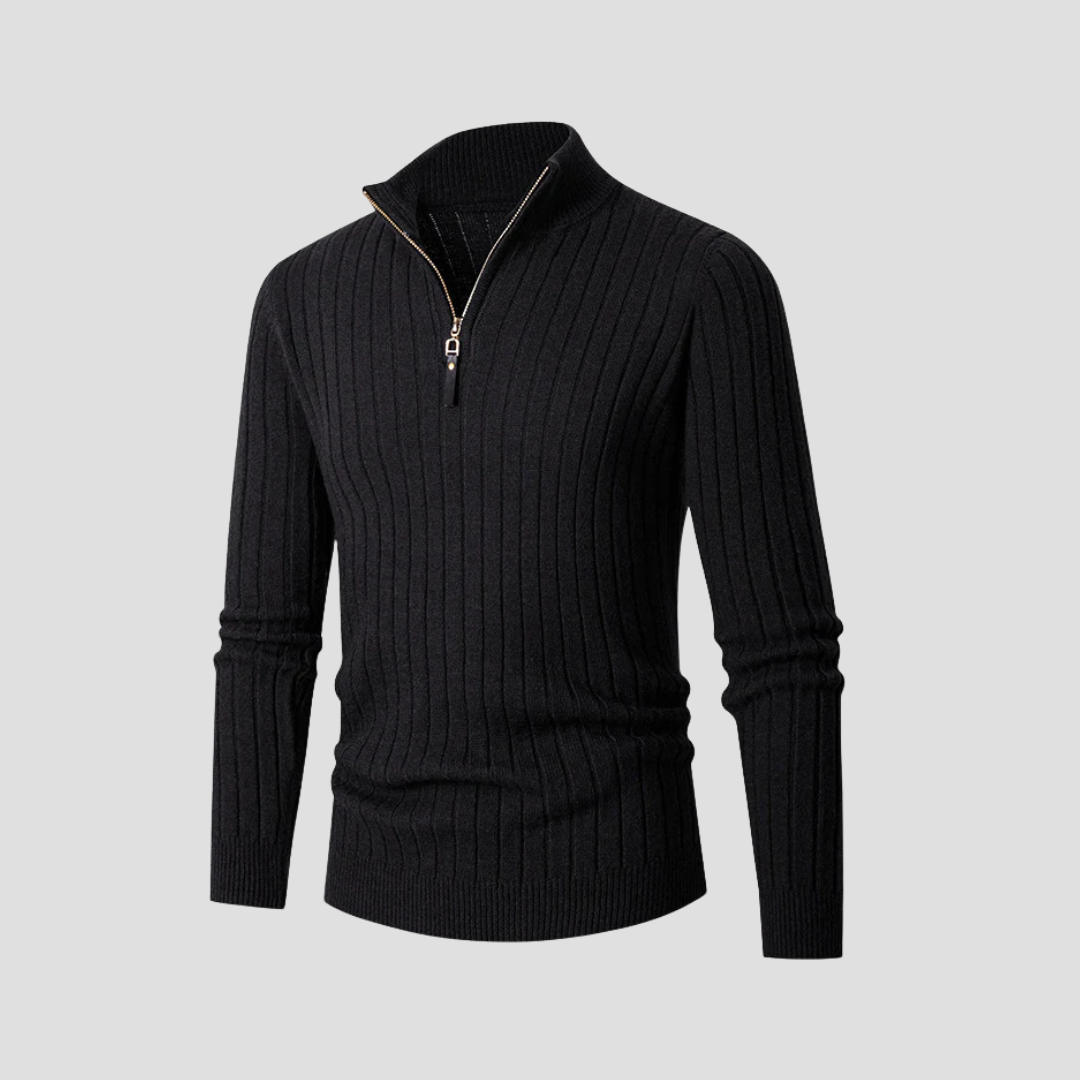  Men's Ribbed Half-Zip Jumper