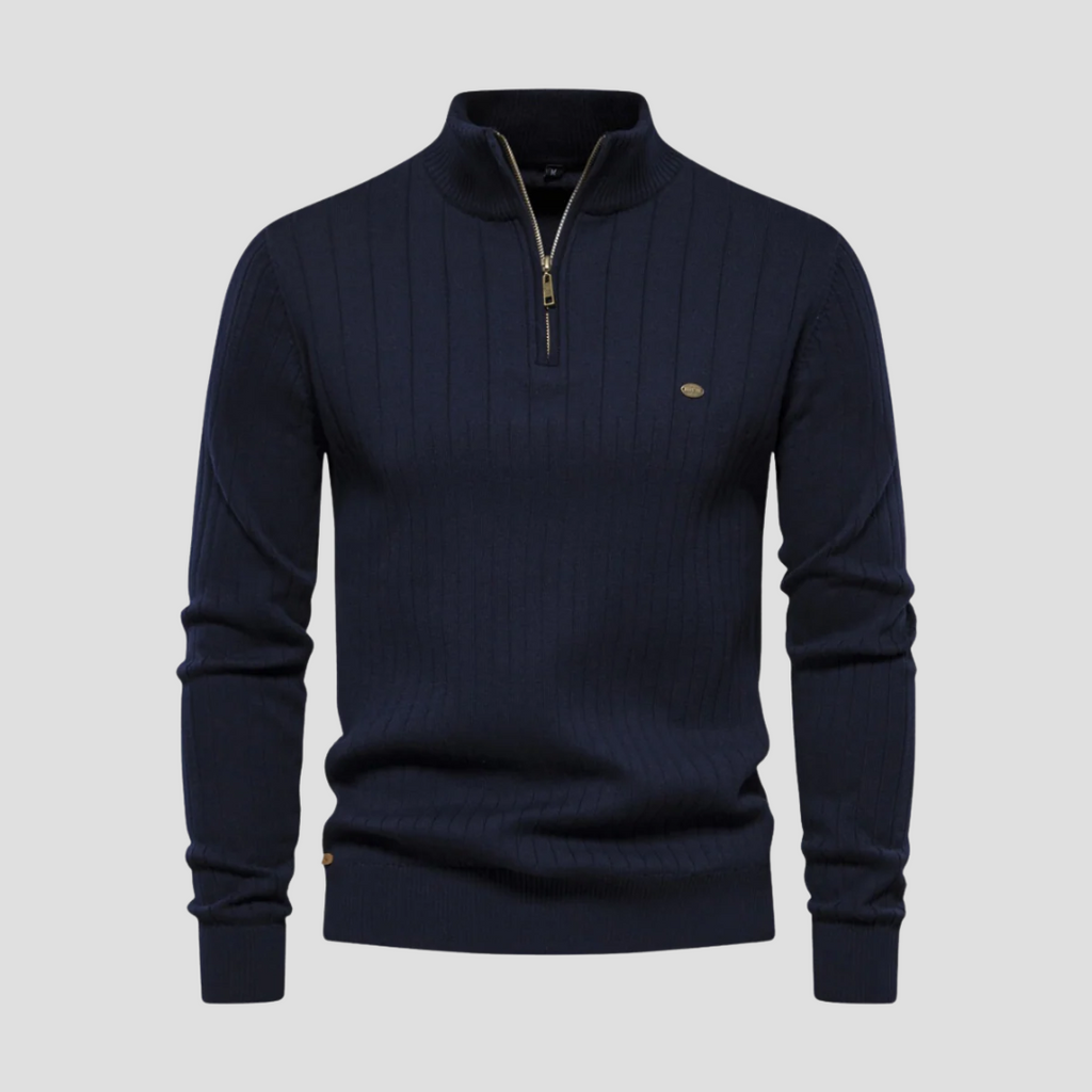  Men's Ribbed Quarter-Zip Jumper
