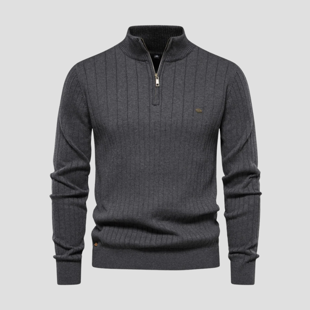  Men's Ribbed Quarter-Zip Jumper