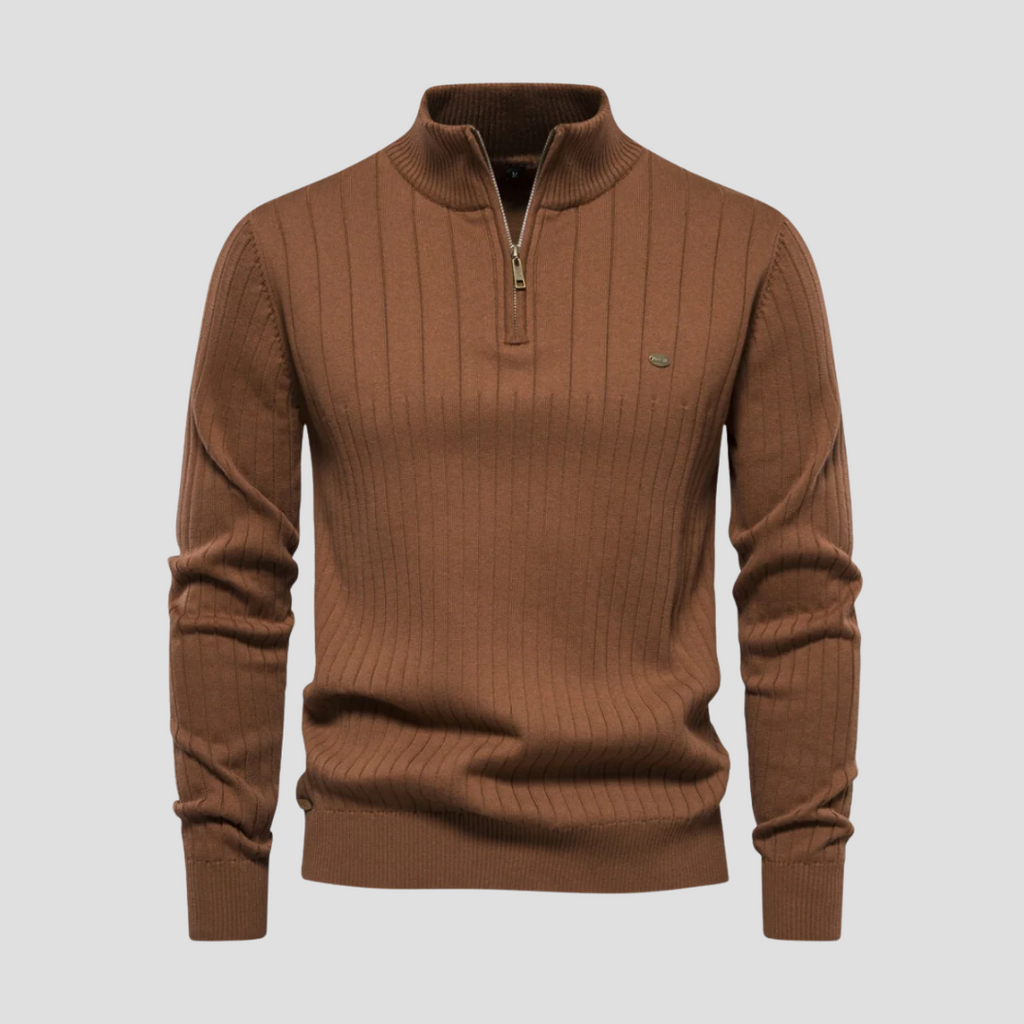  Men's Ribbed Quarter-Zip Jumper