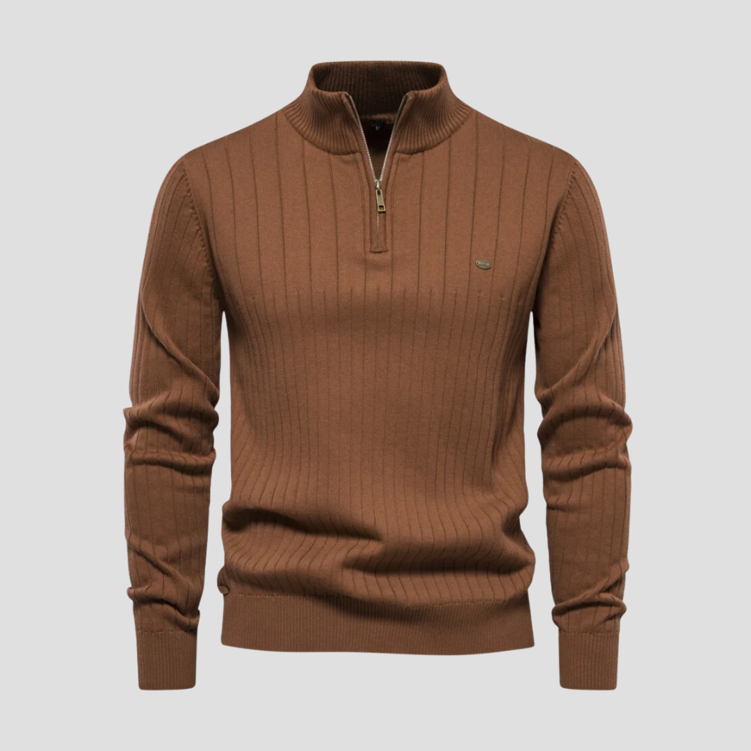  Men's Ribbed Quarter-Zip Jumper