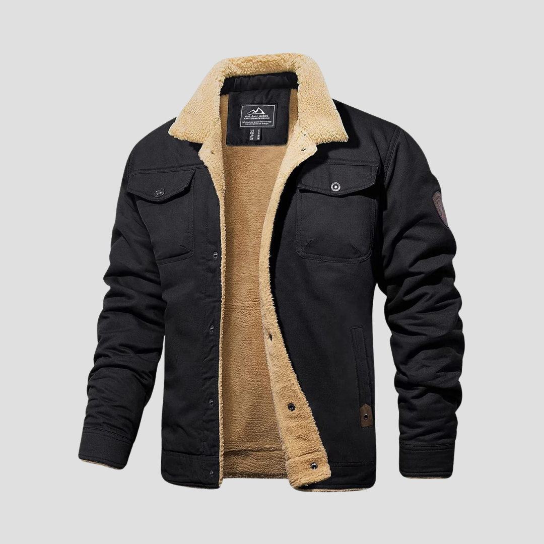  Men's Sherpa-Lined Fleece Collar Jacket