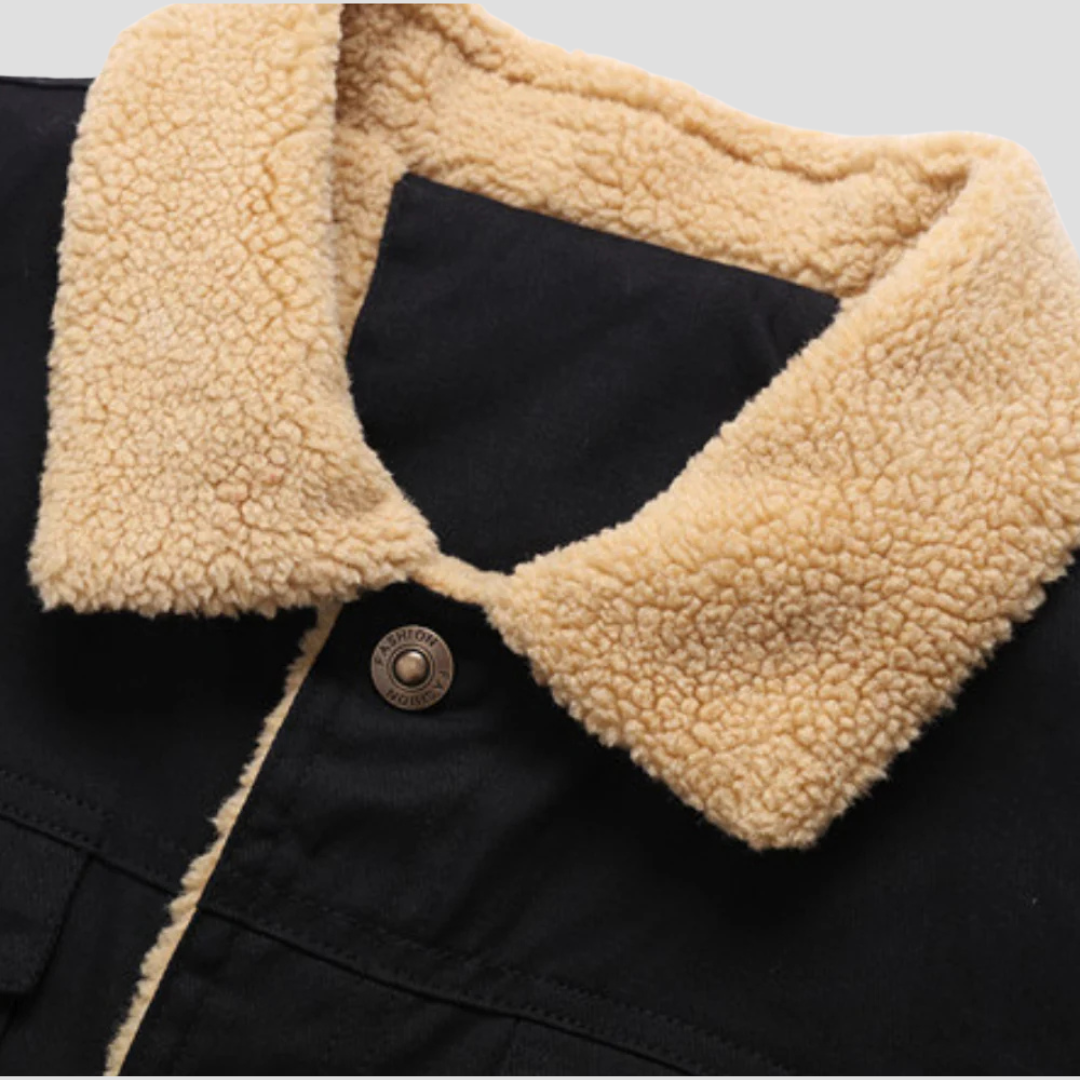  Men's Sherpa-Lined Fleece Collar Jacket