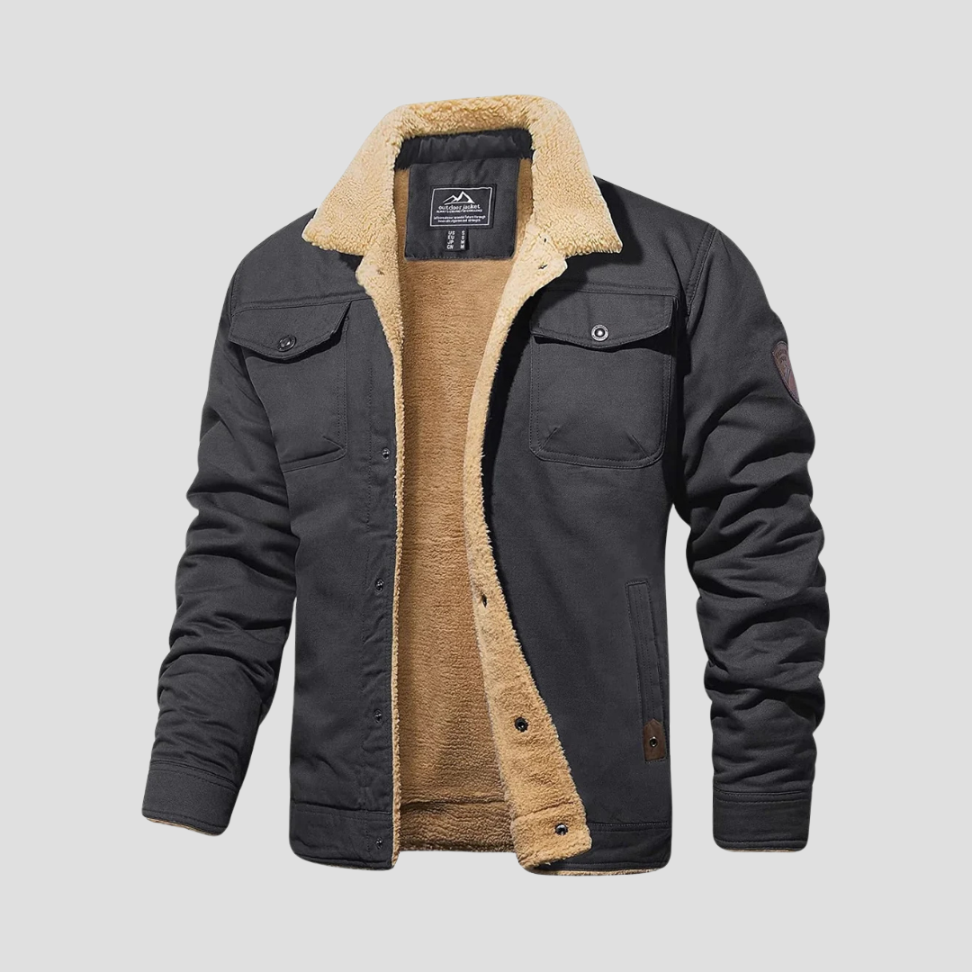  Men's Sherpa-Lined Fleece Collar Jacket